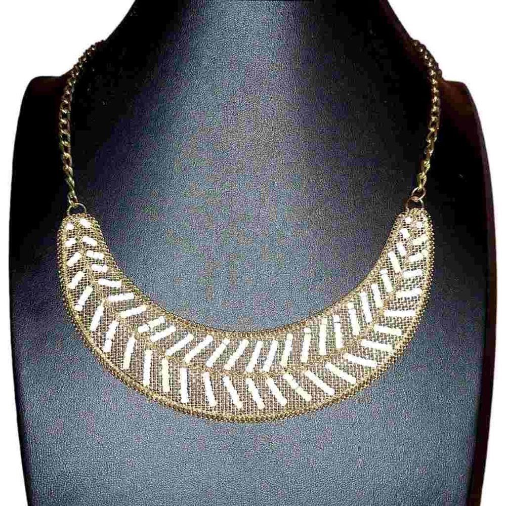 ZAD Gold & Beaded Mesh Bib Necklace, Lobster Claw Clasp, NWT